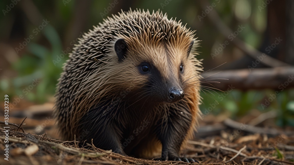 Hedgehog in a forest setting Hedgehog in a forest setting