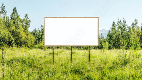 Airport outdoor billboard with blank advertising space, clear sky, perfect branding opportunity