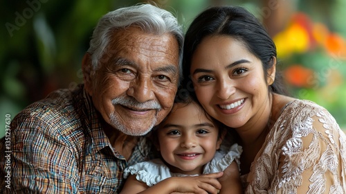 Generational family portrait, warm smiles