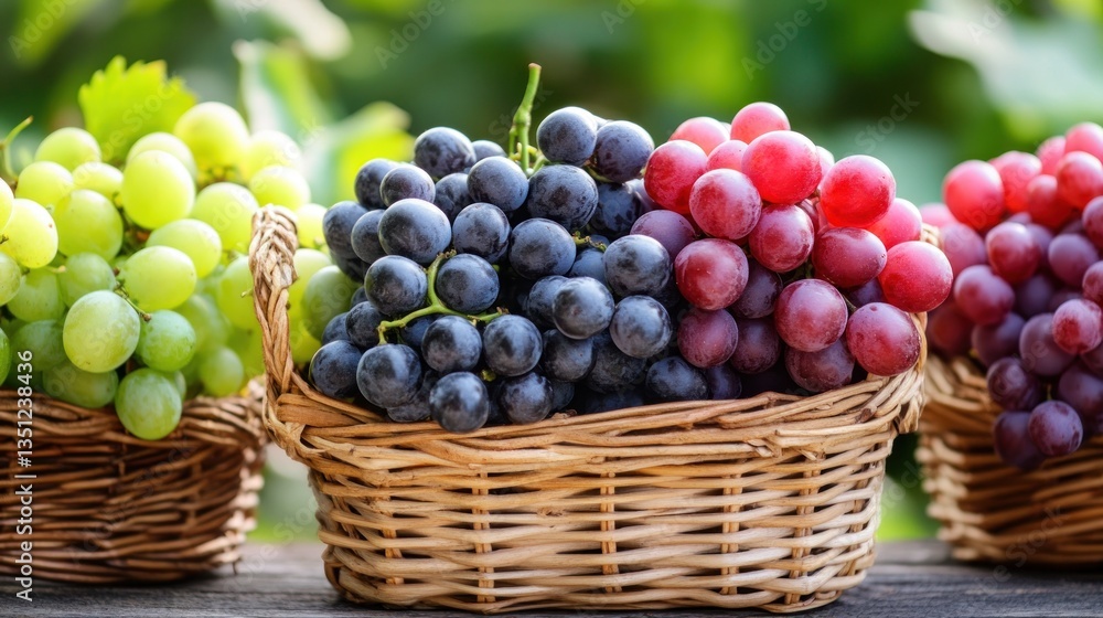 Three Baskets of Grapes, A Colorful Still Life Three Baskets of Grapes, A Colorful Still Life