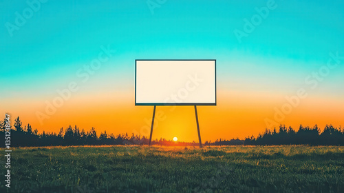 Enormous highway billboard at sunset, modern LED screen, futuristic clear sky branding opportunity