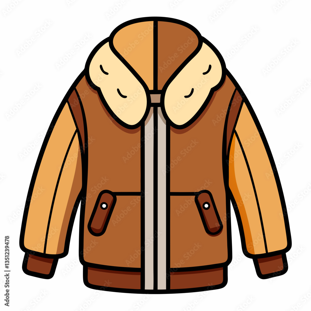 Shearling Jacket Vector on White Background Shearling Jacket Vector on White Background