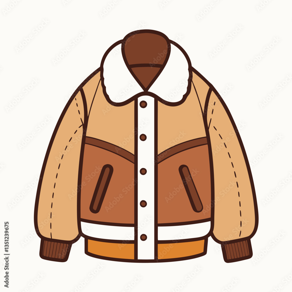 Shearling Jacket Vector on White Background Shearling Jacket Vector on White Background