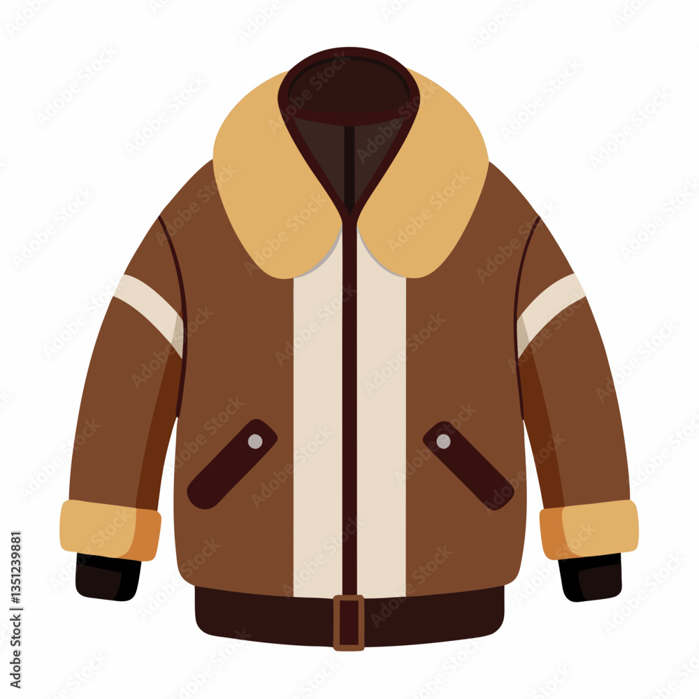 Shearling Jacket Vector on White Background Shearling Jacket Vector on White Background