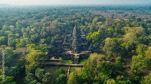 Wallpaper Mural Aerial View of Angkor Temple Complex Surrounded by Lush Jungle Torontodigital.ca