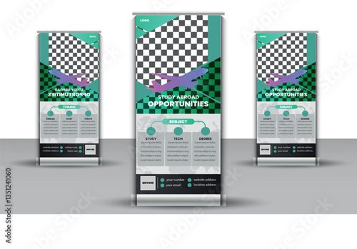 Study abroad education roll-up banner template.
