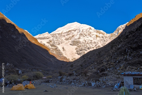 Jomolhari Campsite during early morning in Bhutan