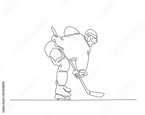 Canvas Print Hockey player one line drawing illustration
