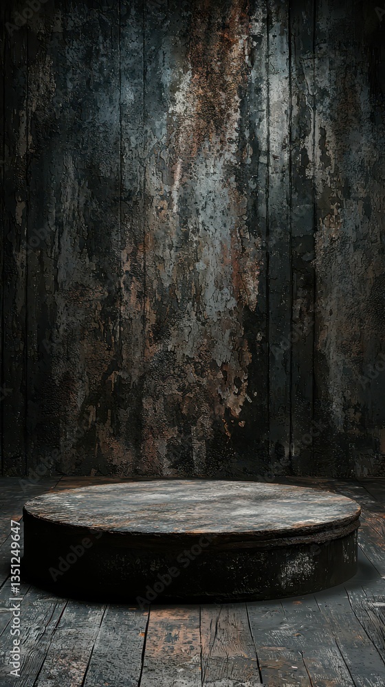 Fototapeta premium Rustic Empty Stage Podium Scene with Charming Textures and Colors