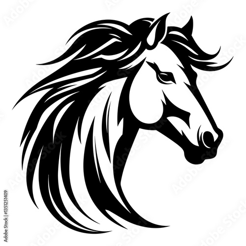 Wallpaper Mural Stylized horse head illustration in black and white, perfect for logos, tattoos, and graphic design projects. Torontodigital.ca