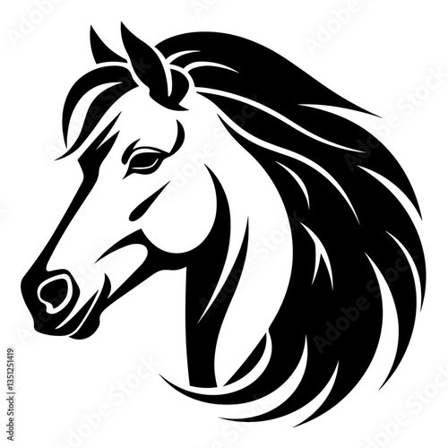Wallpaper Mural Stylized horse head illustration in black and white, perfect for logos, tattoos, and graphic design projects. Torontodigital.ca