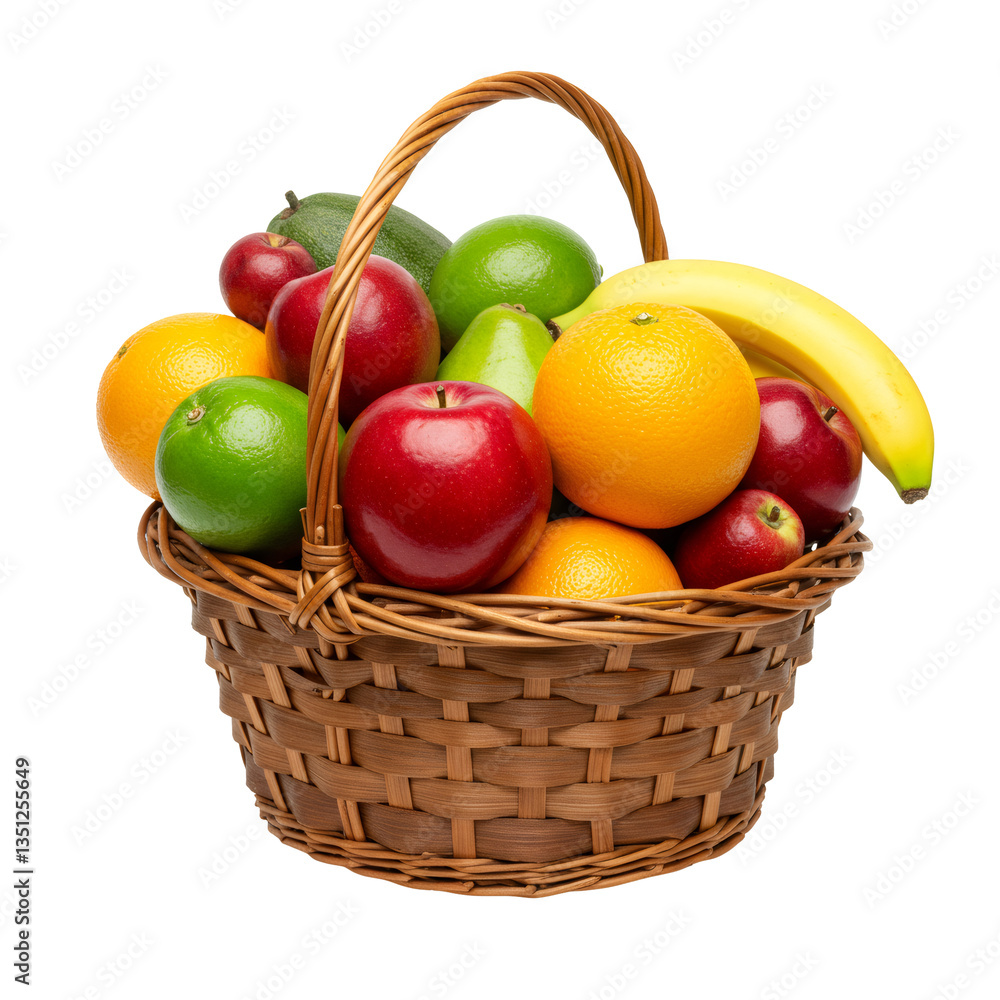 Wicker Basket Overflowing with Colorful Fresh Fruit Wicker Basket Overflowing with Colorful Fresh Fruit