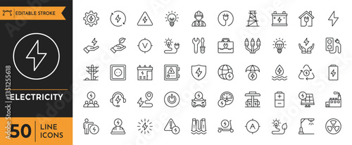 Electricity icon set. Power related icon. vector illustration