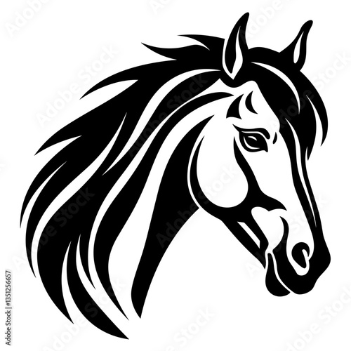 Wallpaper Mural Stylized horse head illustration in black and white, perfect for logos, tattoos, and graphic design projects. Torontodigital.ca