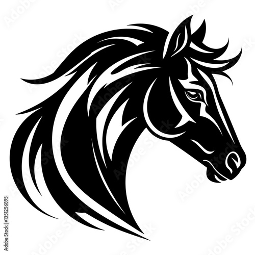 Wallpaper Mural Stylized horse head illustration in black and white, perfect for logos, tattoos, and graphic design projects. Torontodigital.ca