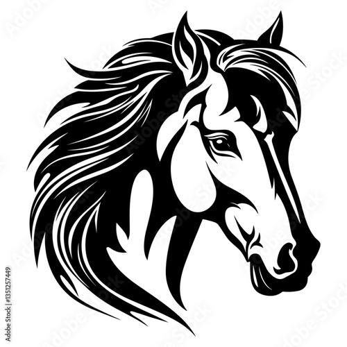 Wallpaper Mural Stylized horse head illustration in black and white, perfect for logos, tattoos, and graphic design projects. Torontodigital.ca