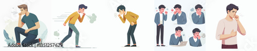vector set of young people coughing