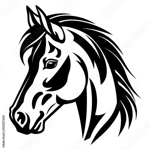 Wallpaper Mural Stylized horse head illustration in black and white, perfect for logos, tattoos, and graphic design projects. Torontodigital.ca