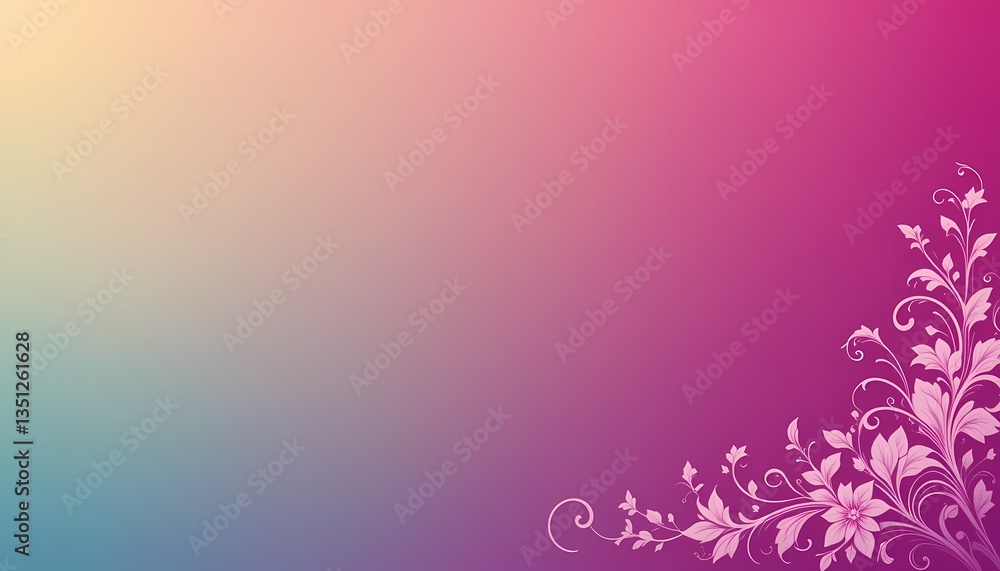 Floral Design Background, Pastel floral corner design on gradient background Floral Design Background, Pastel floral corner design on gradient background