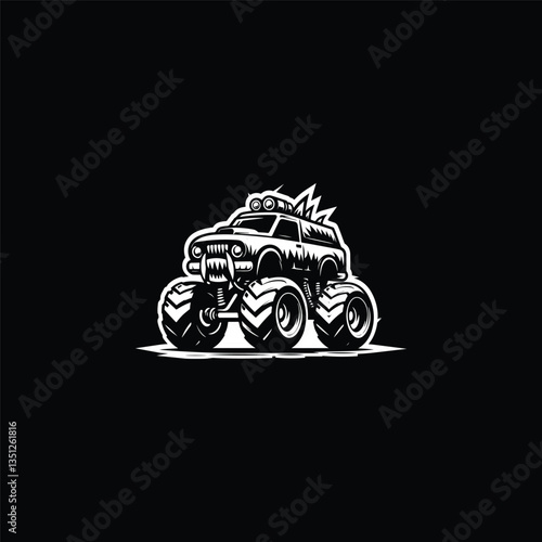 vector image of a black and white car