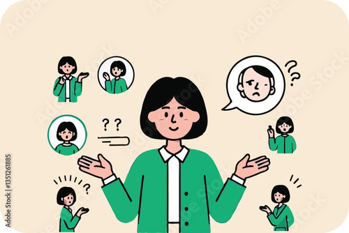 Illustrated Figures Showcasing Gestures and Expressions to Explore Non-Verbal Communication and Emotional Insights