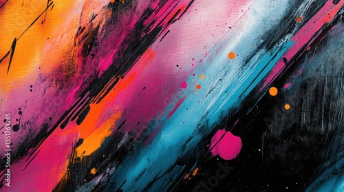 Vibrant Abstract Art with Dynamic Brush Strokes and Bold Colors