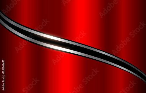 Red metal background with silver shiny texture.