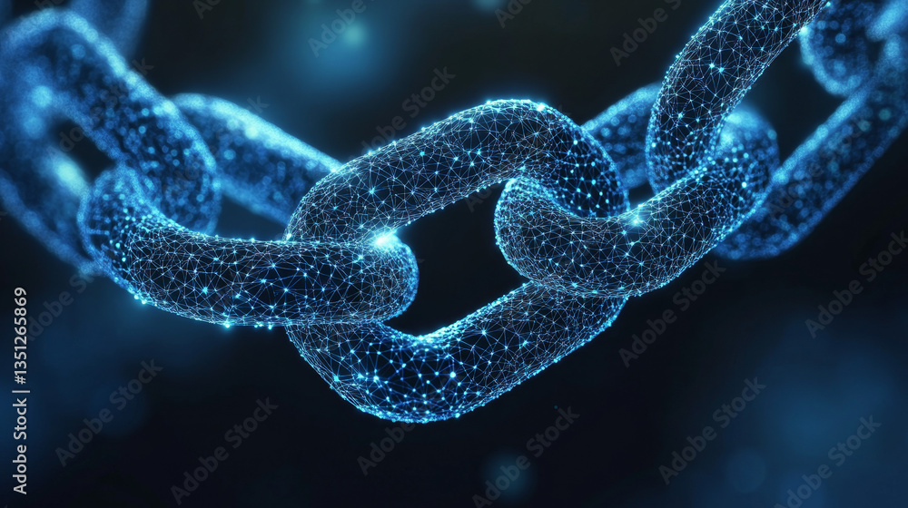 Abstract Blue Illuminated Chain Link Network Connection Technology Background Abstract Blue Illuminated Chain Link Network Connection Technology Background