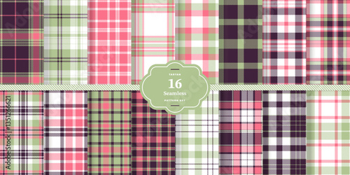 Dark Slate Seamless Tartan with Cream Bisque accents Fabric Design Set of 16