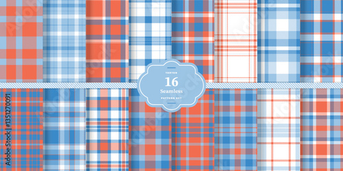 Plaid pattern seamless. Bright Canary & Cream Bisque Tartan Fabric Design. Set of 16