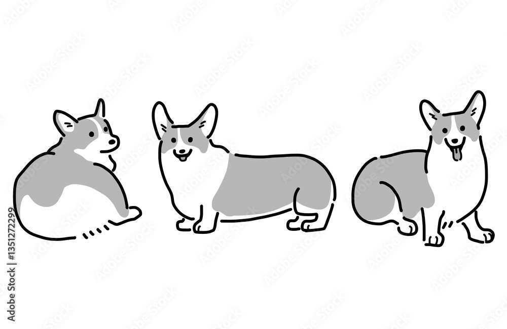 コーギーのイラストセット コーギーのイラストセット