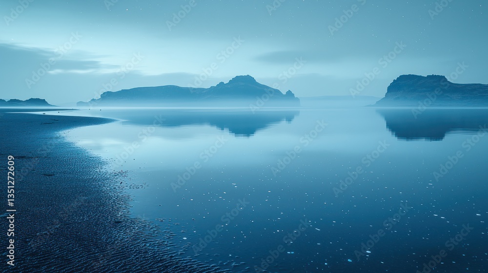 Naklejka premium Misty lake tranquil scene