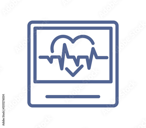 Outline medical equipment, modern technology for diagnosis of various disease, lineart pictogram, simple linear flat vector illustration isolated on white background.