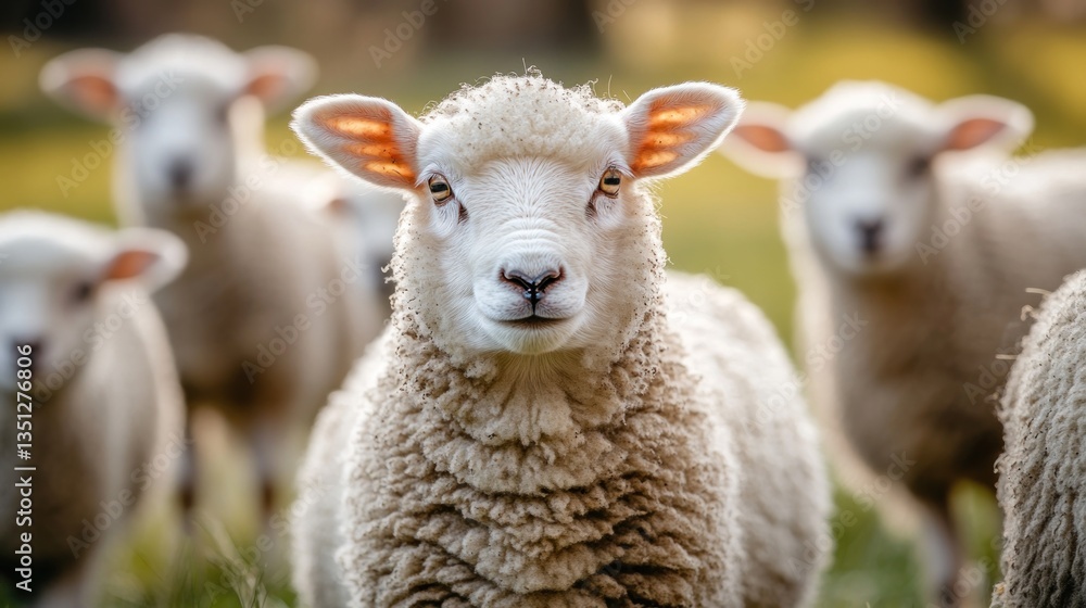 Obraz premium A Curious Sheep in a Field