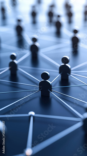 A digital illustration of interconnected figures representing networking or social connections in a modern, abstract style.