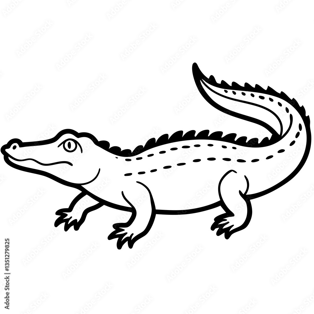 Nile Crocodile Simple Vector Art on White Background Nile Crocodile Simple Vector Art on White Background