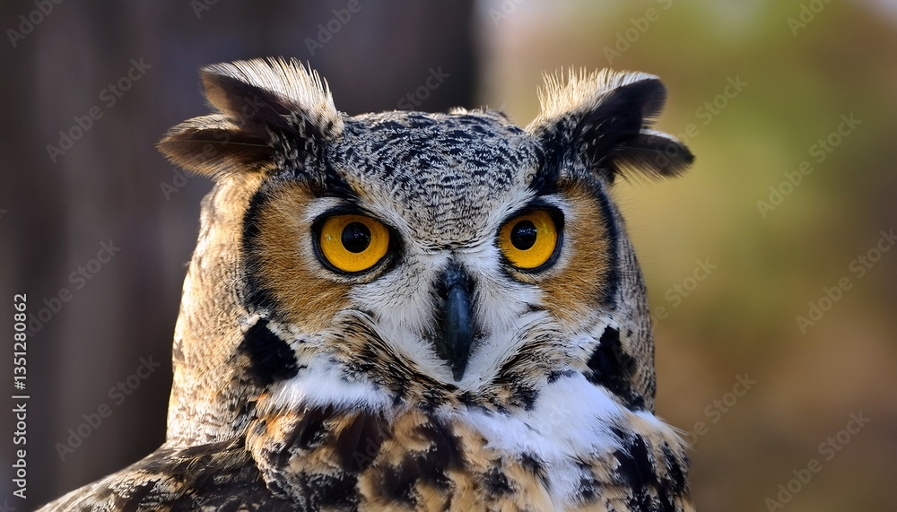 Obraz premium the first-rate horned owl bubo virginianus also known as the tiger owl is native fowl to the americas