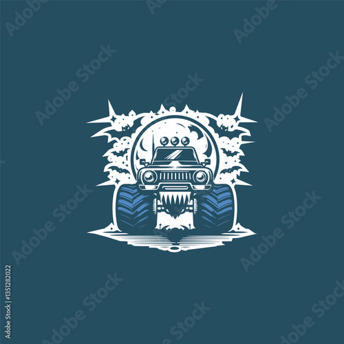 white car monster vector