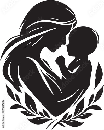 Mother and Son Silhouette Vector Bundle
