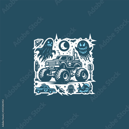 monster car vector illustration