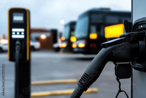 Wallpaper Mural Electric bus charging station featuring a lineup of zero-emission vehicles ready for sustainable travel. Torontodigital.ca