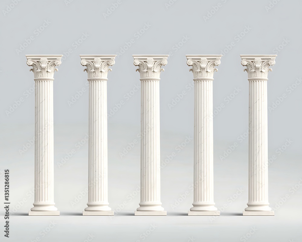 Five Classic Columns for White Background. Five Classic Columns for White Background.