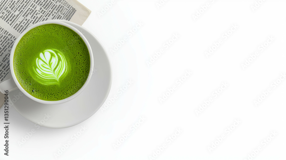 Cozy matcha tea latte with latte art for relaxation and comfort Cozy matcha tea latte with latte art for relaxation and comfort