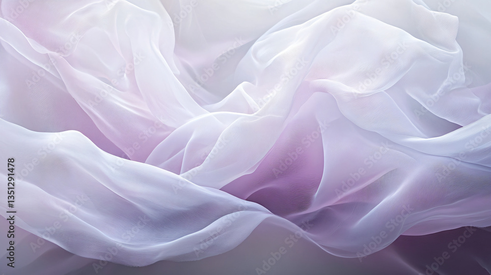 Fototapeta premium Soft white and pink fabric intertwined captured under natural light to highlight its silky texture and gentle color harmony for visual delight.