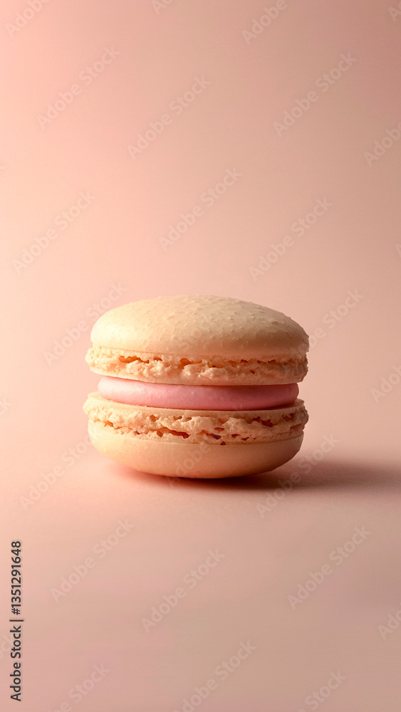 French Macaron on Clean Background. Copyspace, Bakery Concept, Sweet Delicacy, Luxury Treat.