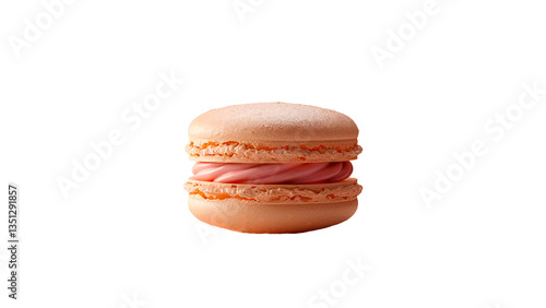 Single Macaron on a White Background. French Pastry, Gourmet Dessert, Sweet Treat.
