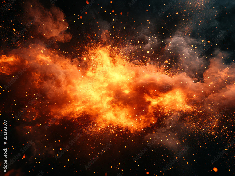 Naklejka premium Abstract fire that moves through the darkness. Fire burst background. 