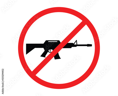 No Firearms Sign with Red Circle. a sign prohibited from carrying firearms. prohibited from carrying weapons or anti terrorism symbol