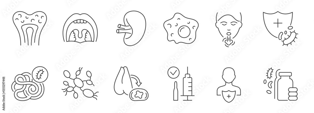 Immunity system line icon. Human immune system vector design. Virus and bacteria illustration Immunity system line icon. Human immune system vector design. Virus and bacteria illustration