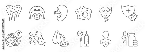  Immunity system line icon. Human immune system vector design. Virus and bacteria illustration
